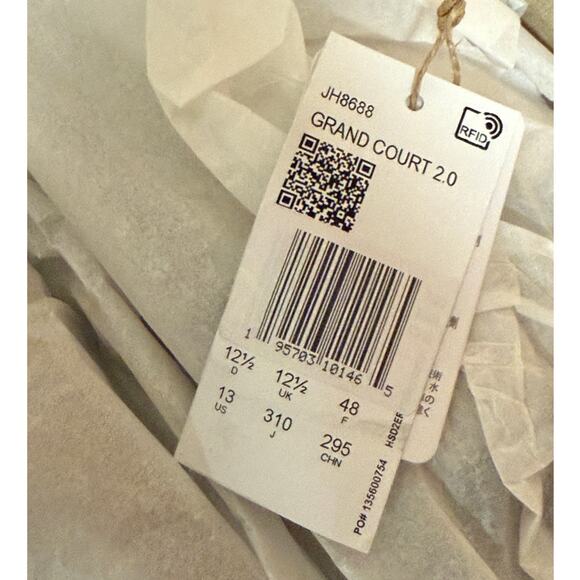 Adidas Grand Court 2.0 Men’s Court Sneaker White/Grey Size 13 - JH8688 - Picture 9 of 12